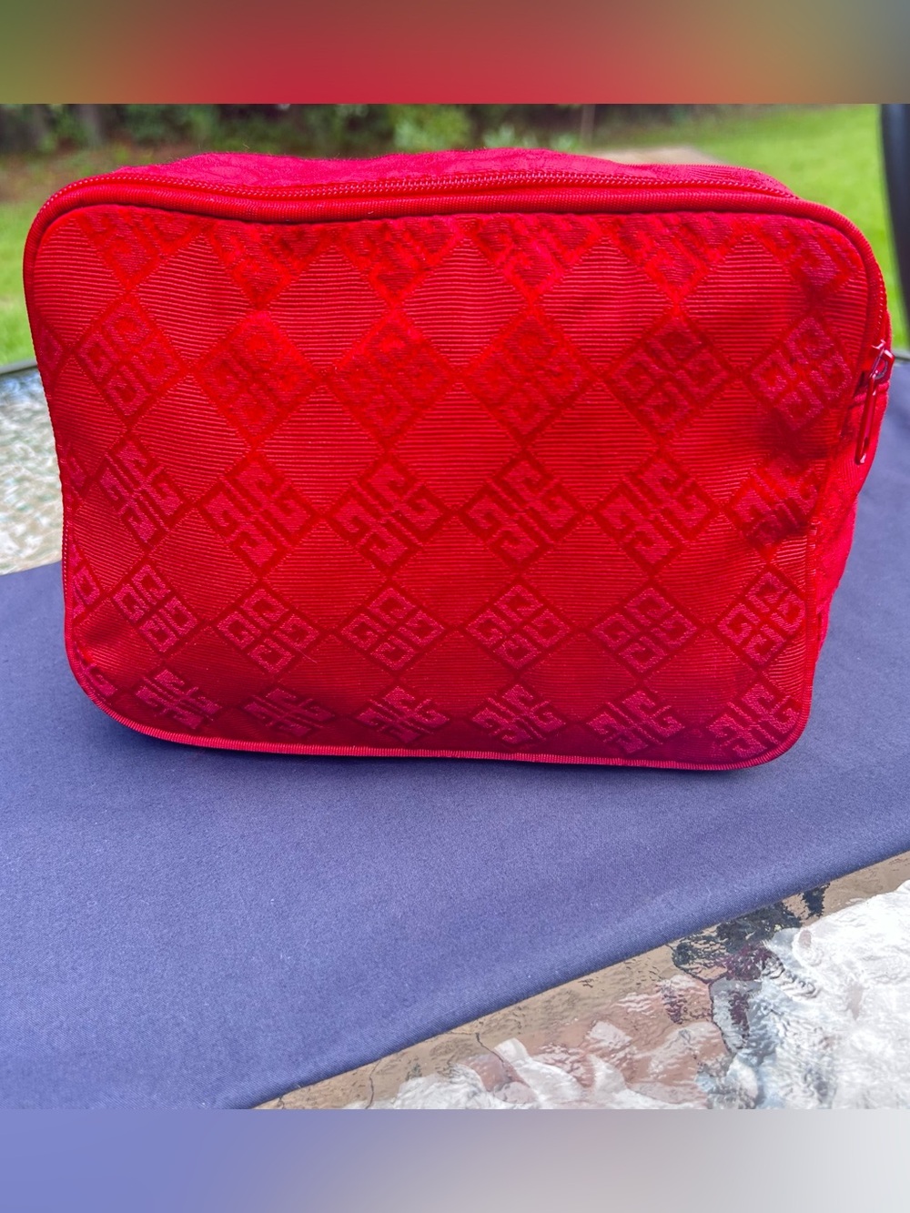 Vintage Givenchy EUC Makeup Bag Amarige Ruby Red Zippered